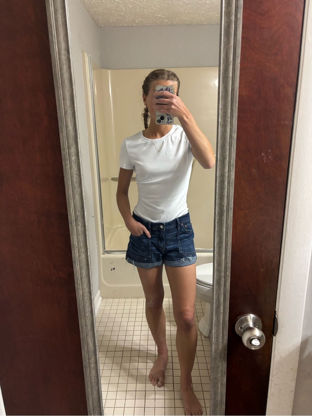 American Eagle Outfitters Dark Blue Denim Jean Shorts